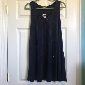 Navy suede dress